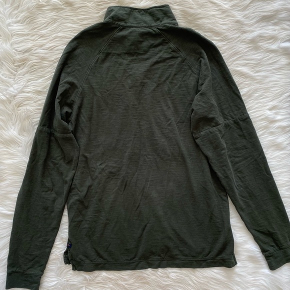 Goodman Brand Green Cotton Slim Fit Quarter Zip Pullover Shirt - Picture 6 of 9